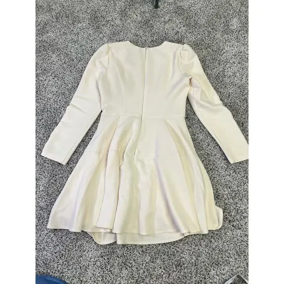 Gal Meets Glam Celeste Fit to Flare Pleated Dress, Sz 6 Cream Old Money Classic - Picture 12 of 15